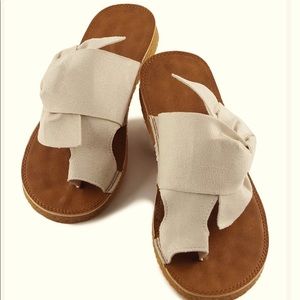 White Knotted Toe-Strap Slide
